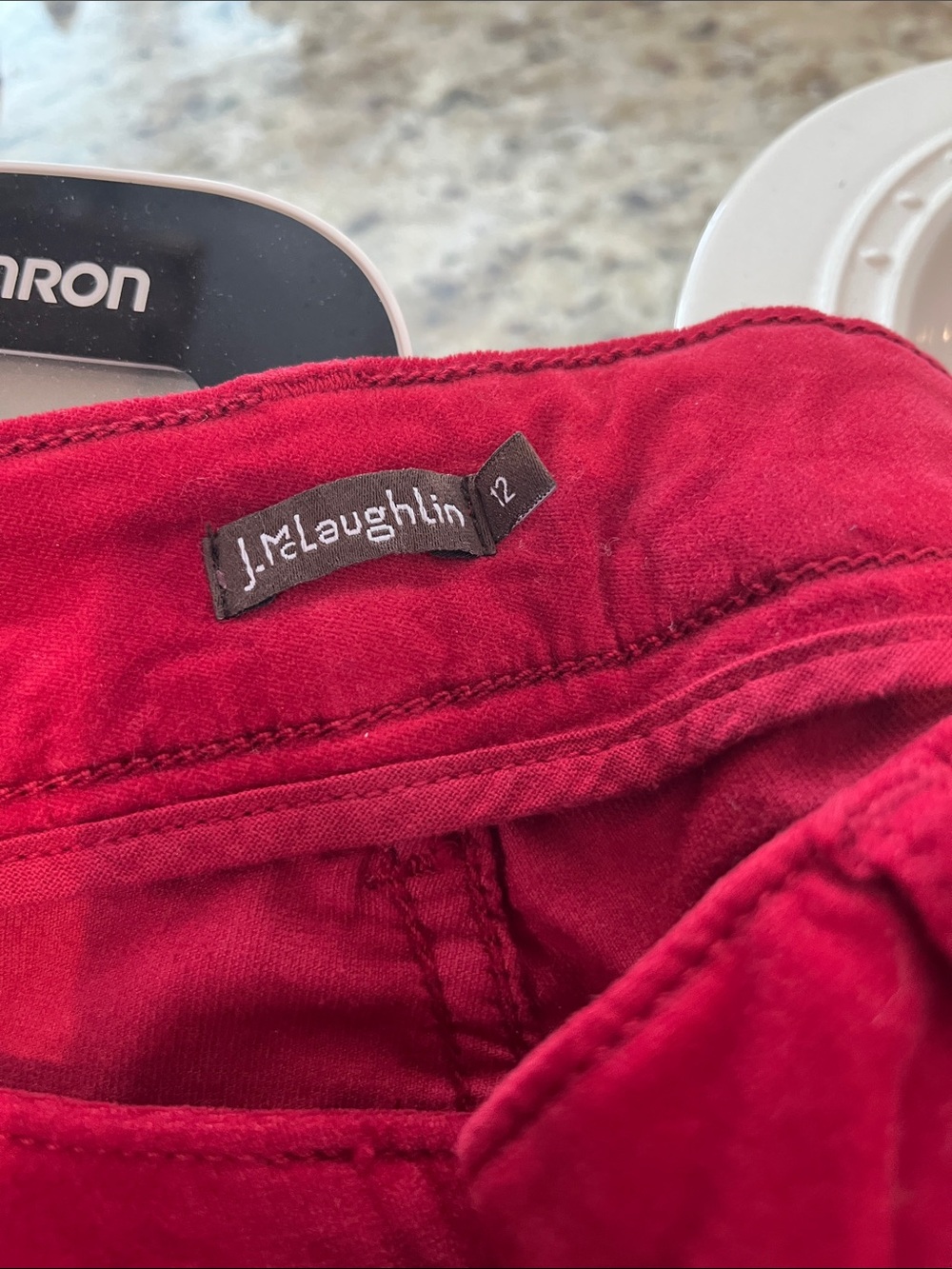 J. McLaughlin Vibrant Red Cotton velvet Trousers